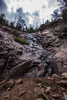 A slow flowing waterfall out in New Mexico near Santa Fe